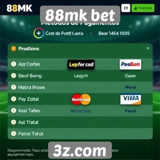 Métodos de pagamento disponíveis na plataforma 88mk bet